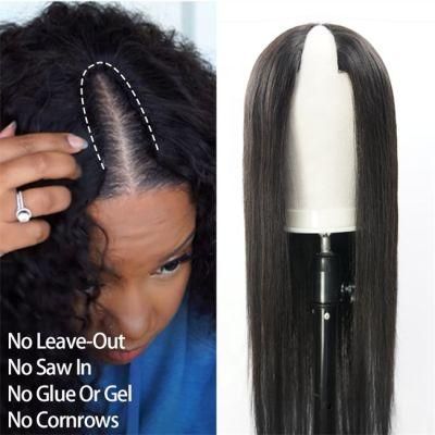 Wholesale Cheap Glueless Upgrade U Part Wig 100% Virgin Human Hair V Part Wigs No Leave out