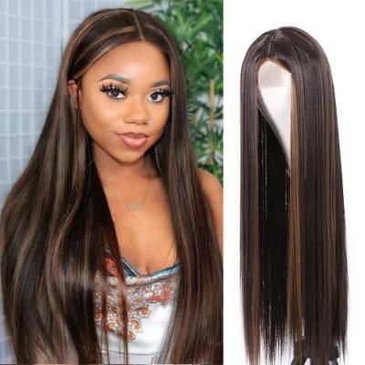 Long Straight Highlights Wig Synthetic Wigs for Black Women