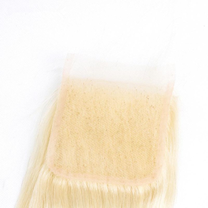 100% Brazilian Human Hair Straight Blonde 4X4 Lace 613 Hair Closure