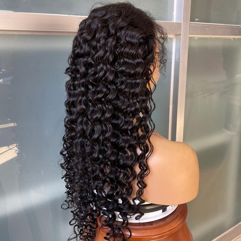 Ready to Ship 100% Virgin Glueless Afro Deep Wave13X4 Frontal Human Hair Frontal Wigs for Black Women