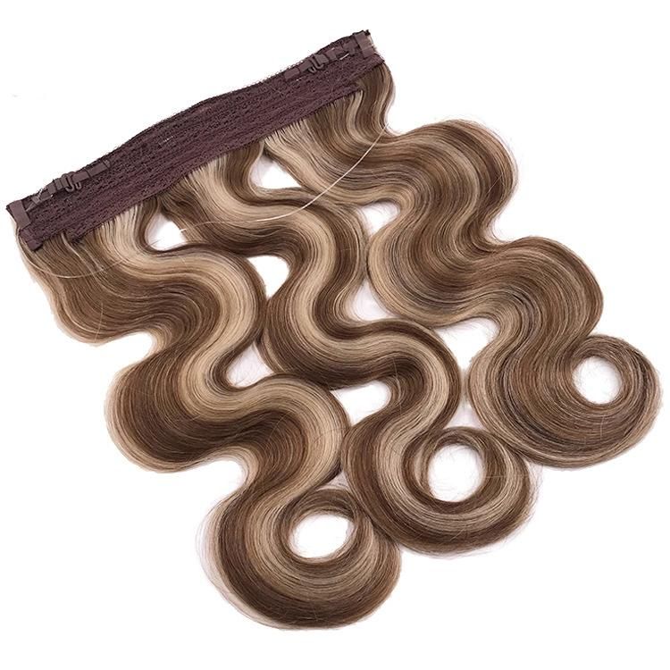 Body Wavy Human Hair Cuticle Aligned Unprocessed Halo Hair Extensions #P8/22