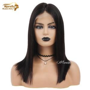 Morein 100% Virgin Straight Human Hair Bob Wig Lace Frontal Black Bob Wig for Ladies