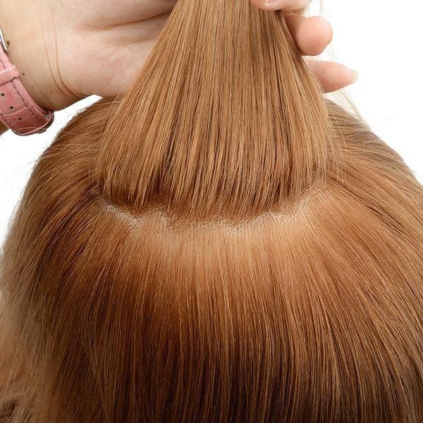 Full Skin Cap with Lace Front Injected Hair Blond Color Hair Replacement for Women