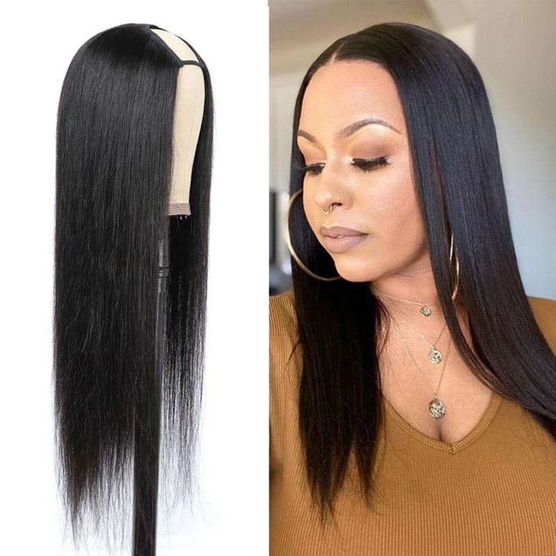 U Part Wigs Human Hair Brazilian Natural Hair Straight Wigs for Black Women U Shape Glueless Remy Hair Wig Can Be Permed & Dyed