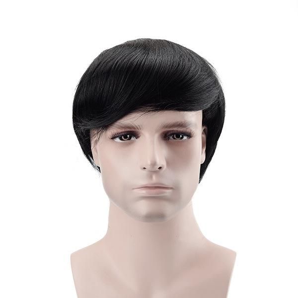 Ll539: Super Thin Skin Natural Human Hair Toupee with Clips