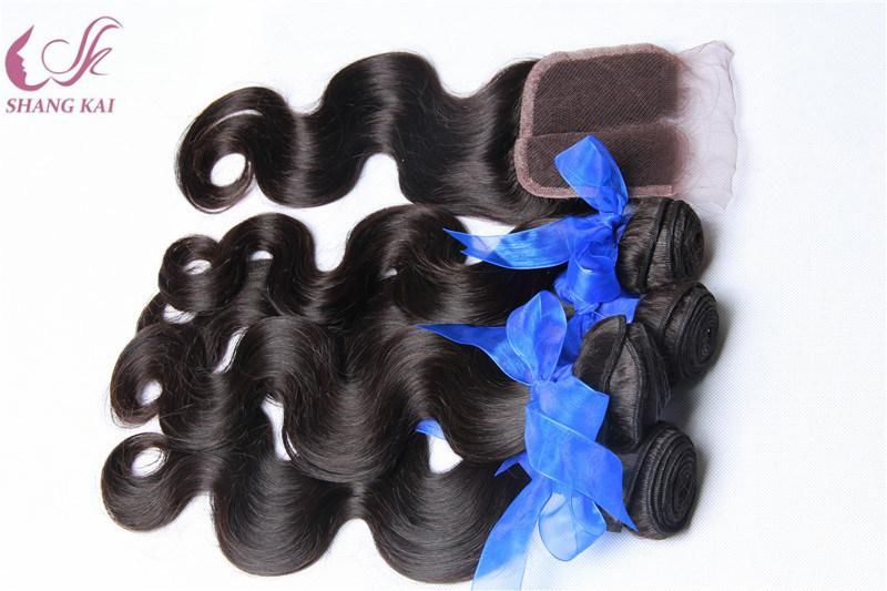 Natural Color Virgin Human Brazilian Hair Weft and Closure