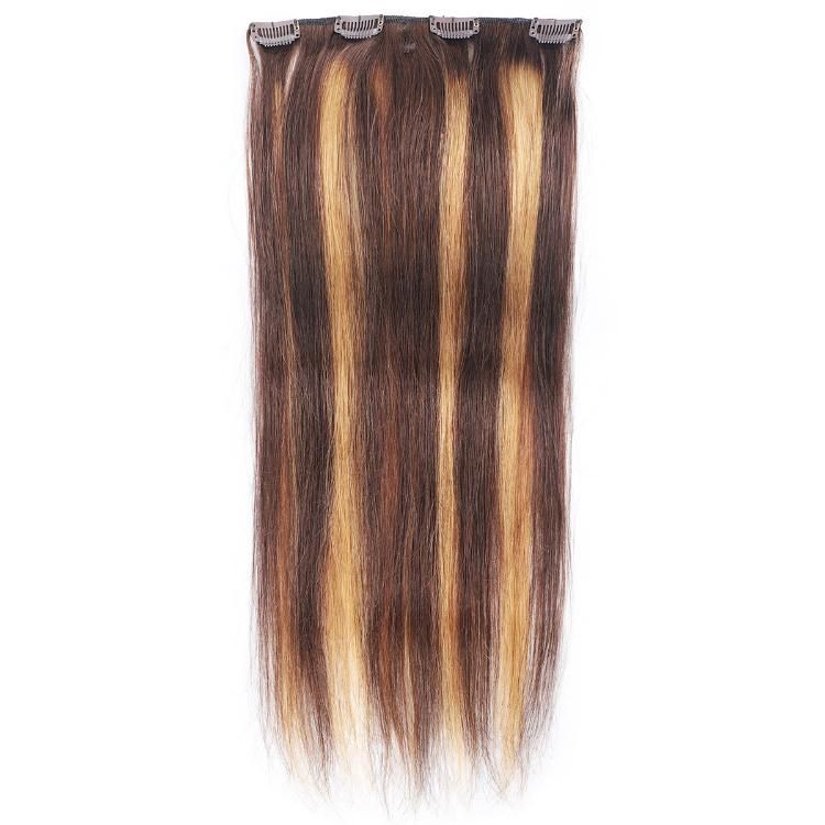 Silky Straight Virgin Remy Human Hair Clip in Hair Extension #P4/27