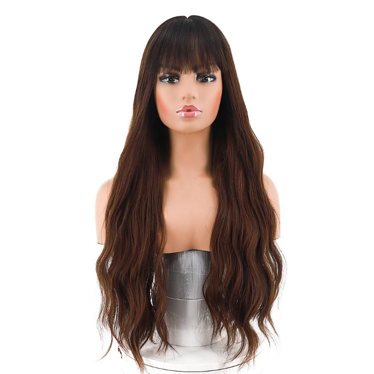 Ombre Dark Roots Natural Long Wavy Synthetic Wig for Women 26 Inch