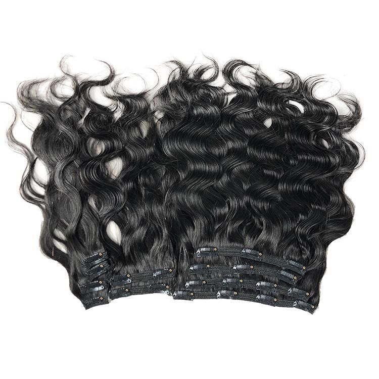 8PCS/Set Wholesale Virgin Remy Hair Natural Curly Wavy Clip in Hair Extensions #1