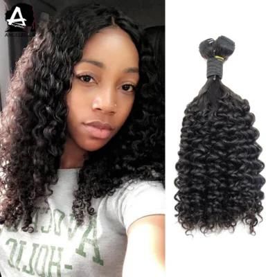 Angelbella Raw Indian New Design Hair Bundles Weaving Natural Black Big Pixie Curl Remy Human Hair