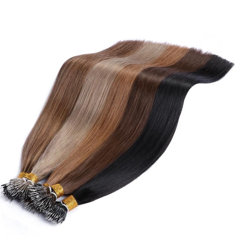 Wholesale Double Drawn Peruvian Straight 10A Nano Ring Tip Hair Extensions Wefts