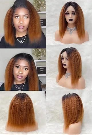 12 Inch Bob Ombre Wigs Brazilian Hair Front Lace Wig Human Hair Wig