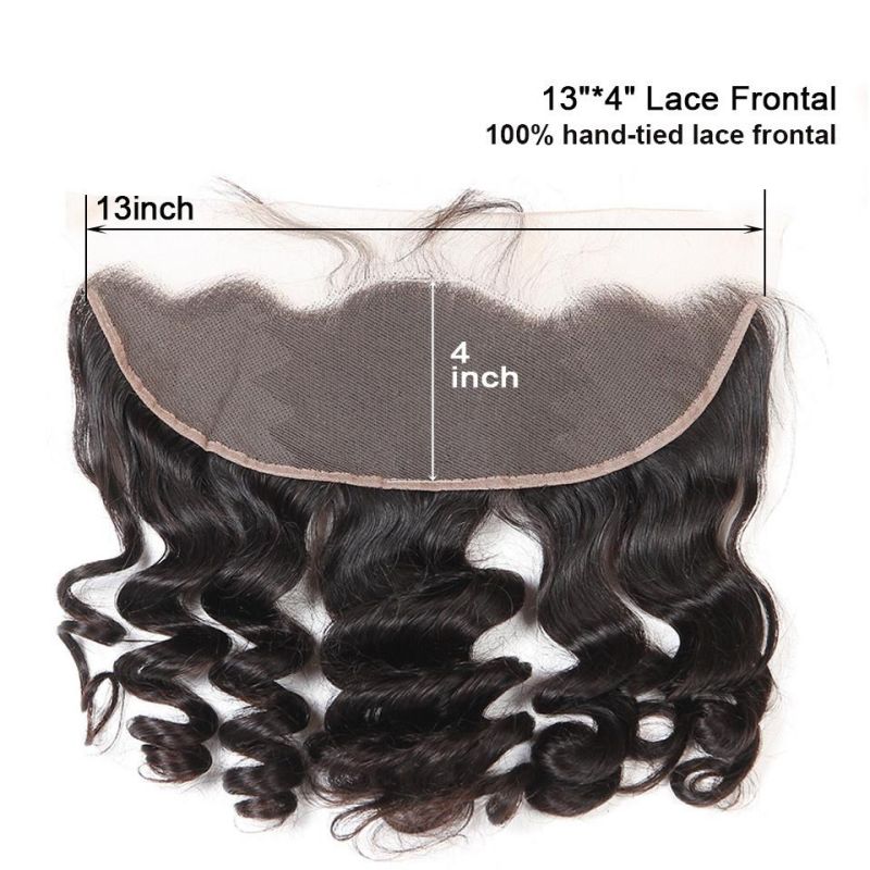 Virgin Hair Loose Wave Bundles with Closure Peruvian Hair Weave with Closure Remy 100% Human Hair Bundles with Frontal Closure Loose Wavy Hair