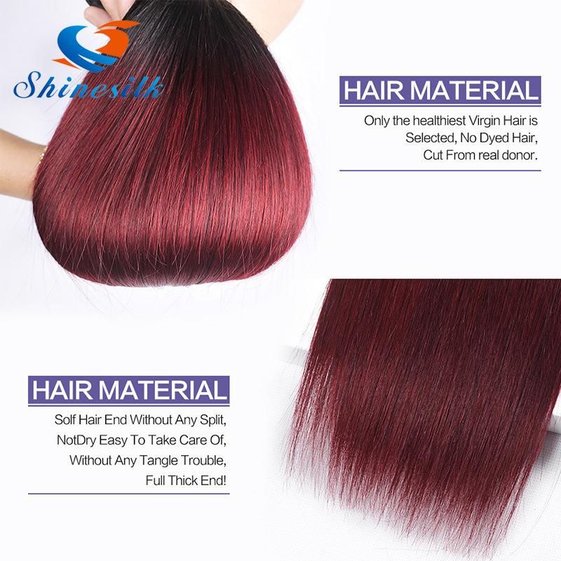 Remy Hair Weft Factory 8A Brazilian Virgin Hair Straight 4 Bundles T1b Burgundy 99j Red Brazilian Virgin Straight Hair Ombre