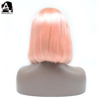 Angelbella Ombre 1b#-Pink Bob Wigs Virgin Remy Human Hair Lace Front Wig