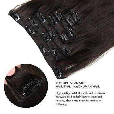 Aviva Brazilian Hair Extension Clip in Human Hair Extension 18inch 7PCS for Full Head (AV-CHL07-18-1B)