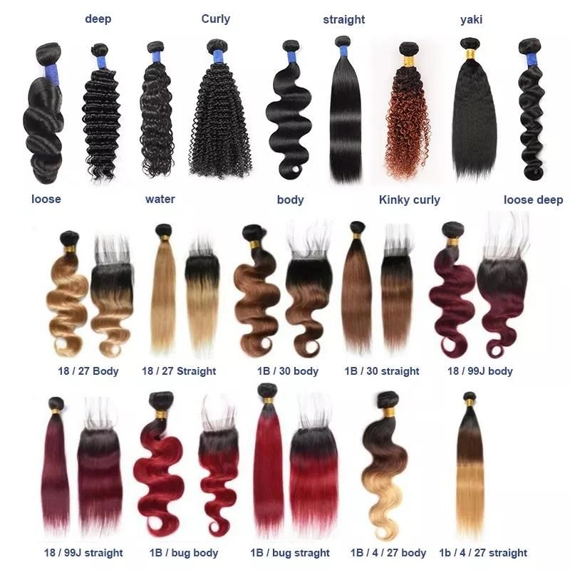 Ombre 3 Tone Color Body Wavy Human Hair Bundles Hair Weft #1b/4/30