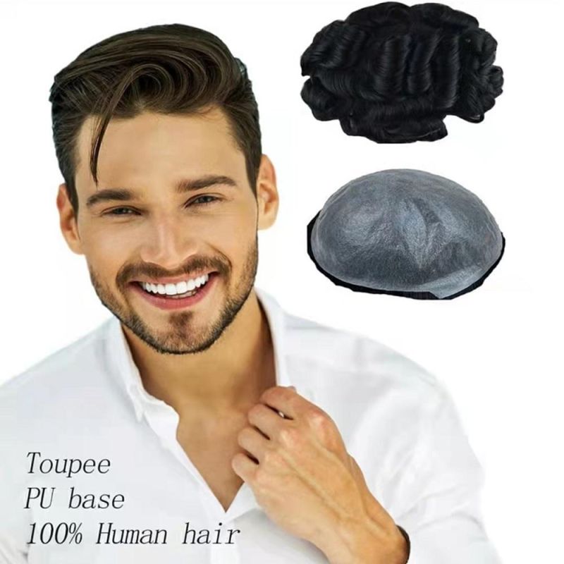 Kbeth Short Straight Men′s Toupee Human Hair Replacement Hairpiece Good Quality Factory Supply Men Toupees Ready to Ship