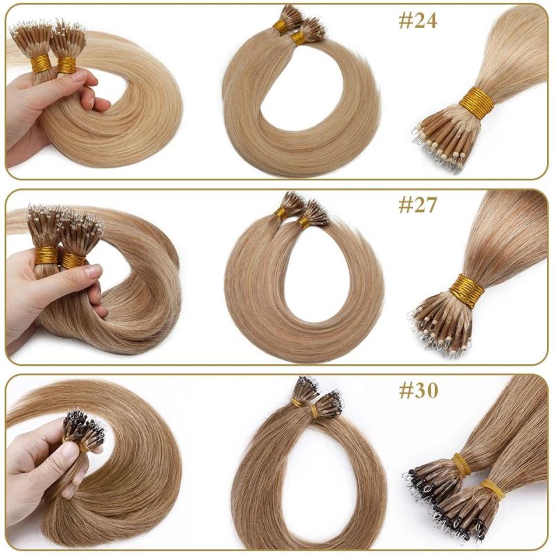 Nano Rings Hair Extension Micro Bead Human Hair Extensions Machine Remy Prebonded Straight Nano Tip 12-30inch