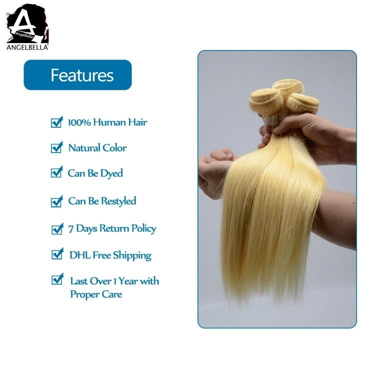 Angelbella Raw Virgin Hair Bundles Silk Straight 613# Honey Blonde Mink Brazilian Remy Hair