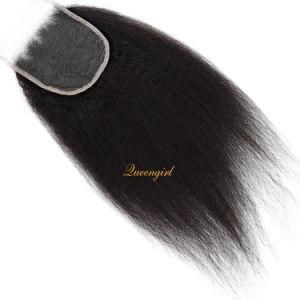 4*3.5 Top Closures Natural Black Remy Hair Kinky Straight Virgin Malaysian Lace Closure