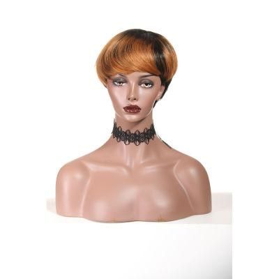 Ombre Short Human Hair Wigs with Bangs Brazilian Human Hair Wig 1b/30
