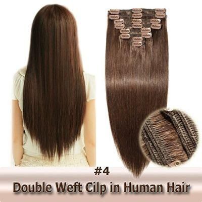 Aviva Double Weft Human Hair Extensions 8pieces 20clips for Full Head Set Clip in Human Hair (AV-CH160-20-4)