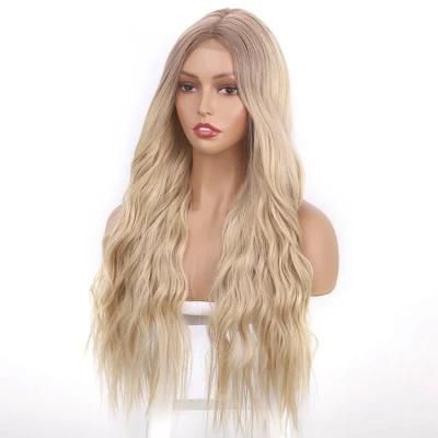 24inch Ombre Blond Synthetic Long Small Lace Wig for Women Wholesale Human Hair Wigs