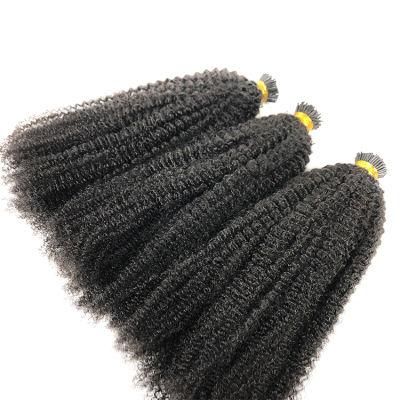 12A 100% Raw Unprocessed Human Hair Micro Links 4b Curly I Tip Hair Extensions