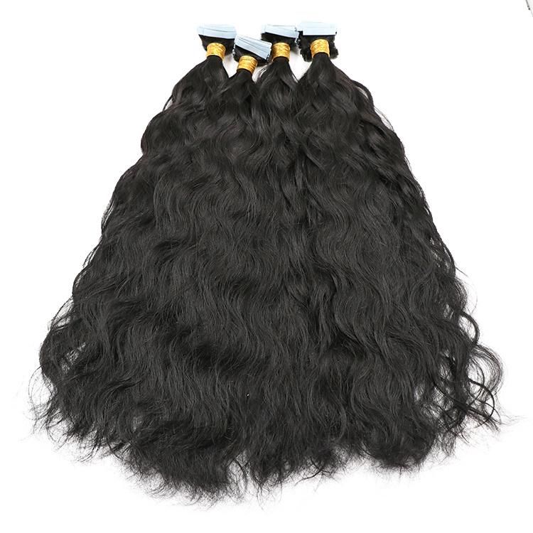 100% Raw Double Drawn Human Hair Remy Virgin Natural Wavy Tape in Hair Extension