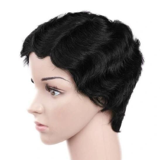 Short Lace Human Hair Wigs for Women Brazilian Finger Wave Wig