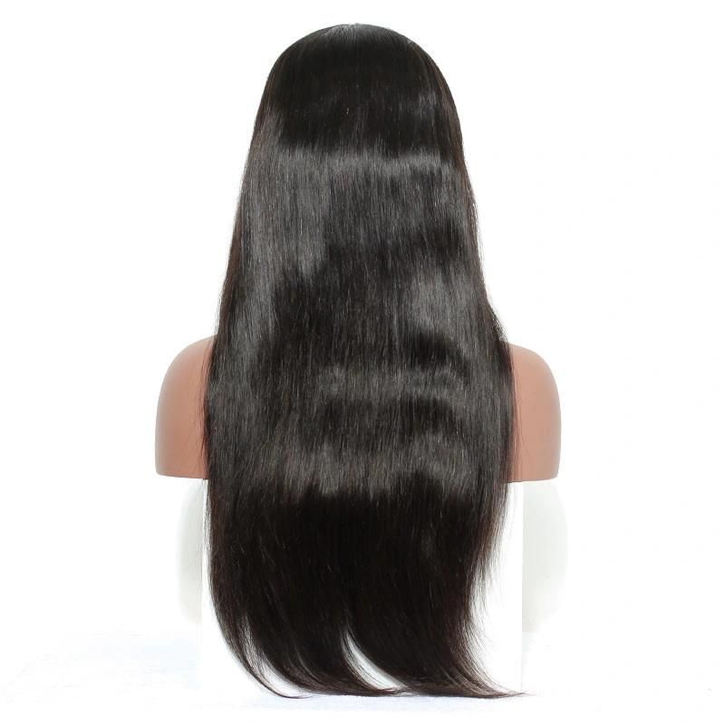 Virgin Brazilian Light Yaki Straight Lace Front Wig for African Americans 100% Human Hair Glueless Full Lace Wigs with Baby Hair