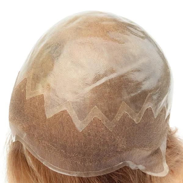 Full Skin Cap with Lace Front Injected Hair Blond Color Hair Replacement Systems for Women