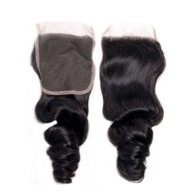 Kbeth Wholesale Virgin Hair Vendors Brazilian Peruvian Natural Color Lace Closure 4X4 Closure Loose Wave Hair Pieces Free Part