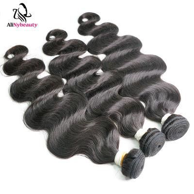 Alinybeauty 100% Cuticle Aligned Raw Unprocessed Virgin Hair, Bundles Human Hair Body Wave, Natural Color 1b Bundles Hair