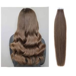 Top Quality Super Double Drawn #6 Virgin Human Hair Extension Skin Weft PU Tape Hair