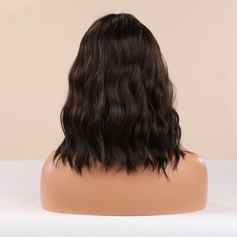 Freeshipping Black-Brown Short Straight Hair Lolita Bobo Wigs with Bangs Synthetic Wigs for Women Cosplay Heat Resistant Dropshipping Wholesale