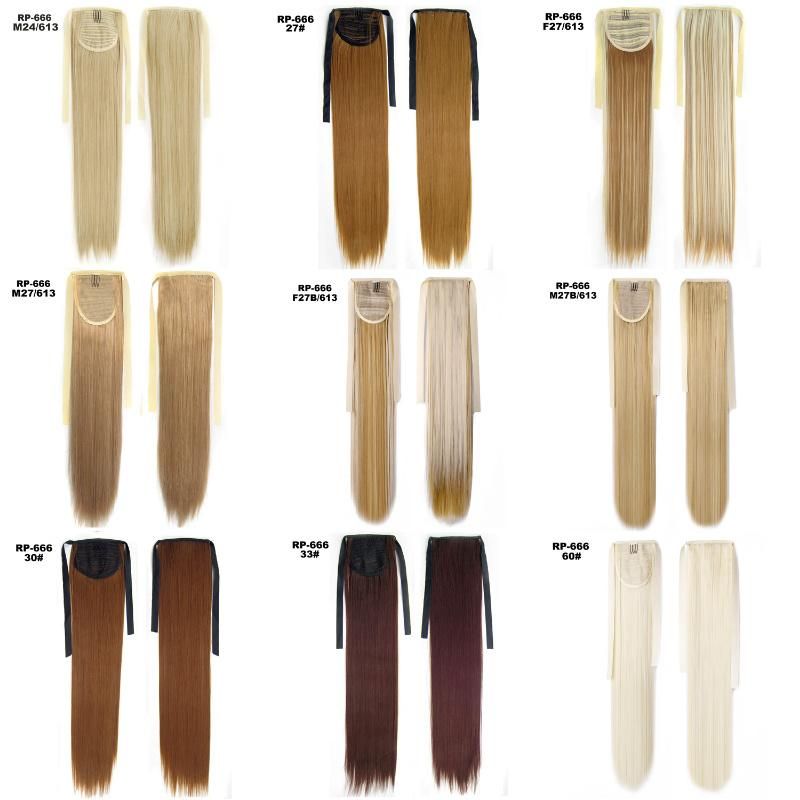 Ribbon Synthetic Silky Straight Tie up Ponytail Clip in Hair Extension