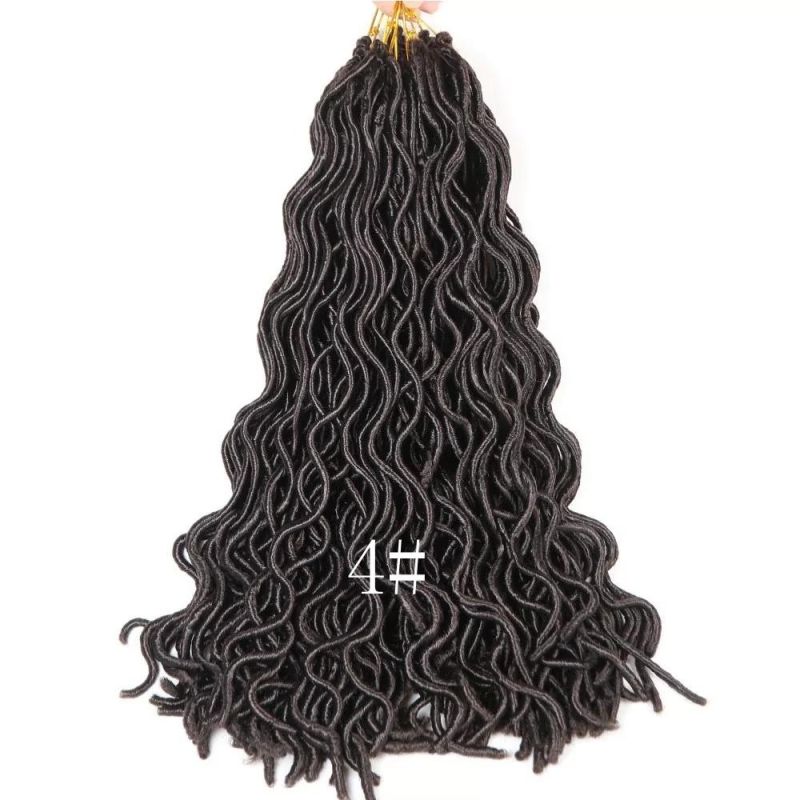 18inch 24 Strands Wholesale Wavy Faux Locs Braids Hair Crochet Goddess Curly Chinese Dreadlocks Hair Extensions