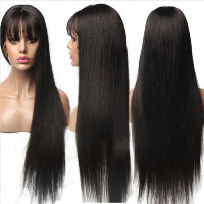 Kbeth Machine Made Cheap Wigs with Bangs for Ladies 24 Inch Long Straight Remy No Lace 100% Brazilian Real Human Hair Wig for Women