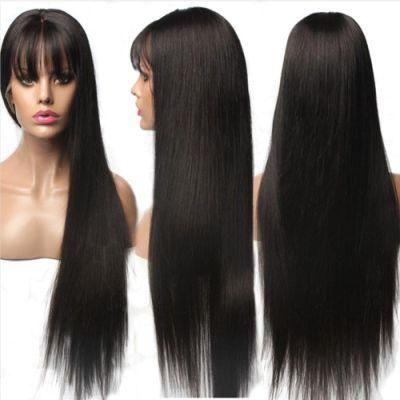 Kbeth Machine Made Cheap Wigs with Bangs for Ladies 24 Inch Long Straight Remy No Lace 100% Brazilian Real Human Hair Wig for Women