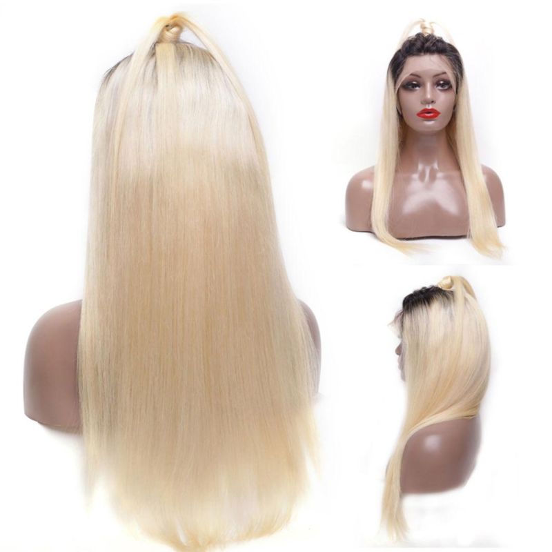 613 Lace Frontal Wig Human Hair Pre Plucked Long Brazilian Straight Blonde Ombre Color HD Glueless Full Lace Wigs 20 Inches