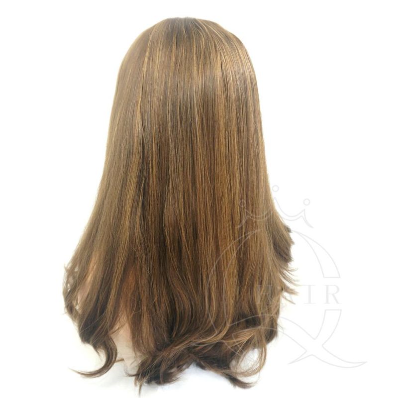High Quality Sheitel Kosher Wig Custom Wig for Women Long Hair Wig Human Hair Wig Virgin Hair Wig Brown Color Hair Wigs Can Add Highlight and Curl Perruque