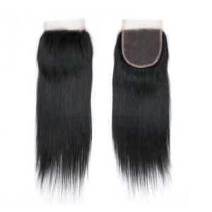 Morein Natural Black Straight Human Hair 4*4 Inch Lace Frontal Closure