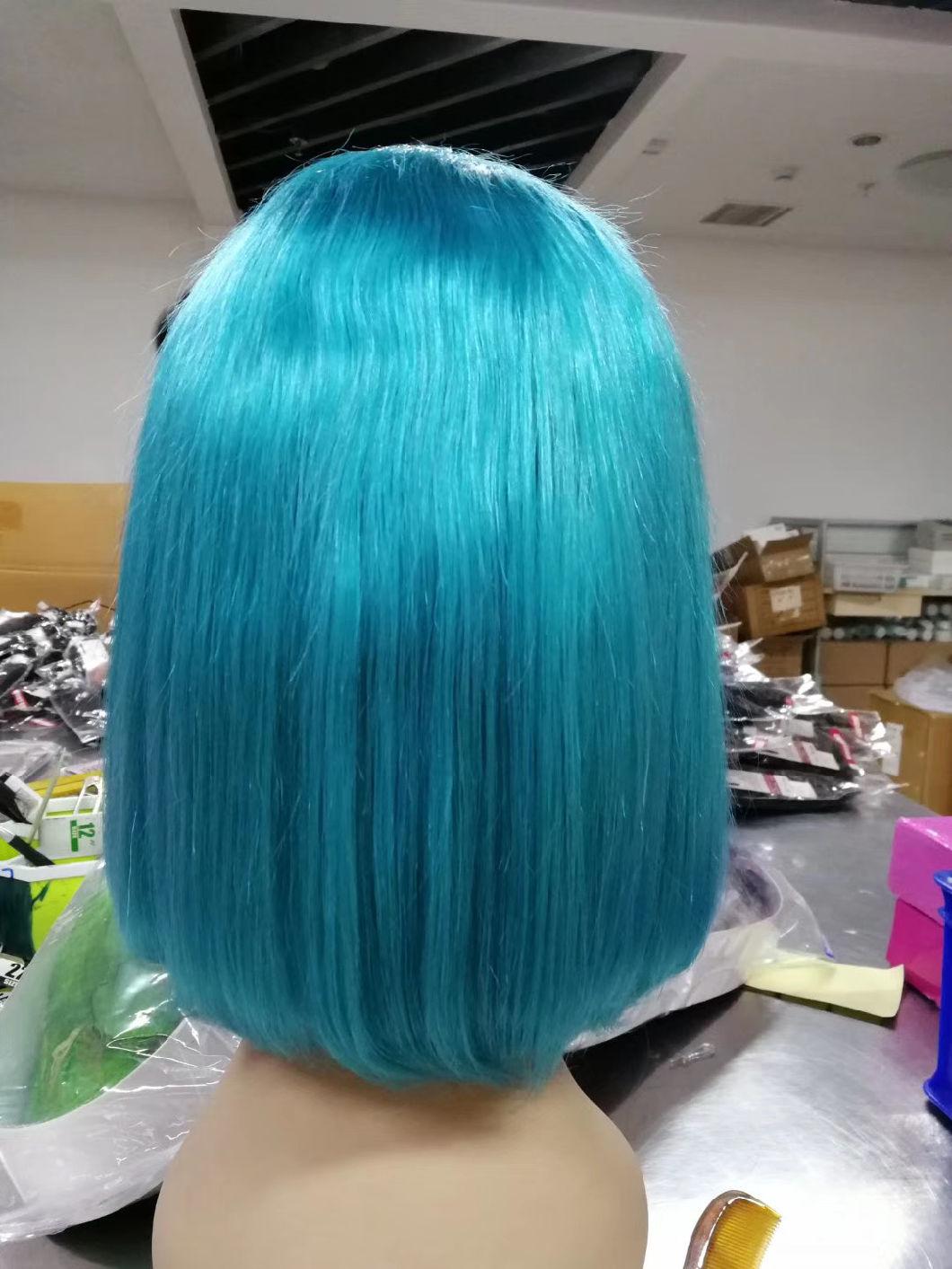 Colored Blue/Pink/Yellow/Green Brazilian Hair Bob Wigs