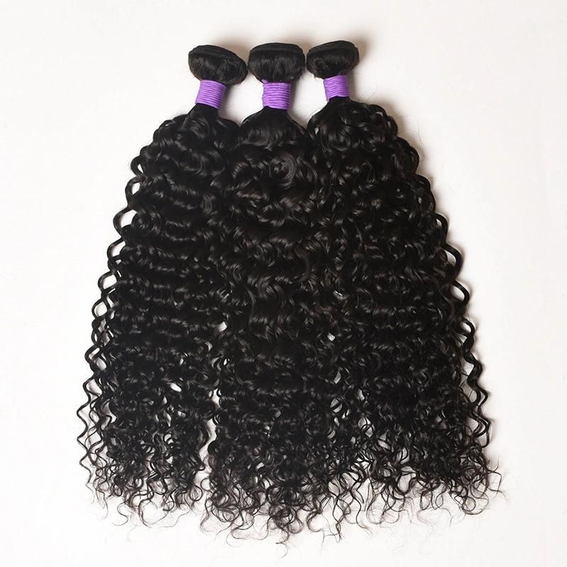 Natural Black Hair Extension, Double Drawn or Weft Hair Bundles, 22" Water Wave Hair Extension for Black Women with 5*5 Closure