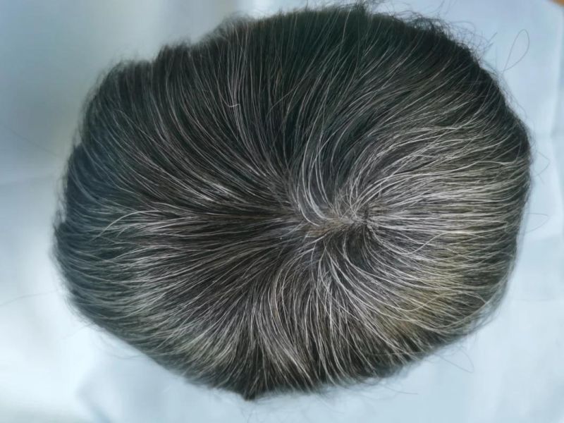 2022 Most Natural Clear PU Base Men′ S Hairpiece Made of Remy Human Hair