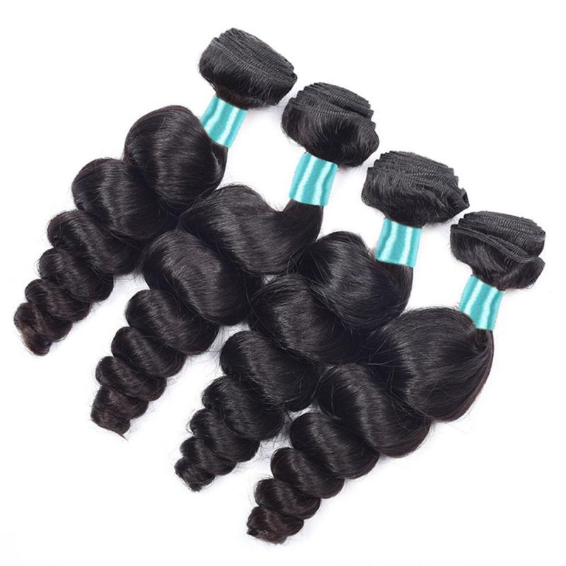 Riisca Hair Loose Wave Bundles with Closure Brazilian Hair Weave 4 Bundles with Closure Remy Human Hair Bundles with Closure
