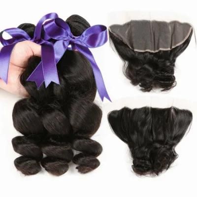 Top Grade Virgin Human Hair 13X4 Lace Frontal with Bundles Loose Wave