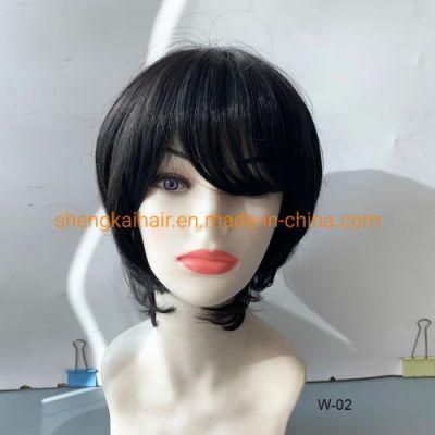 China Wholesale Good Quality Handtied Human Hair Synthetic Hair Wigs for Ladies with Thinning Hair 568
